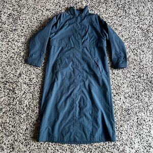 L.L. Bean Women’s Tench Coat Rain Jacket Blue Wool Liner Women’s Petite Small